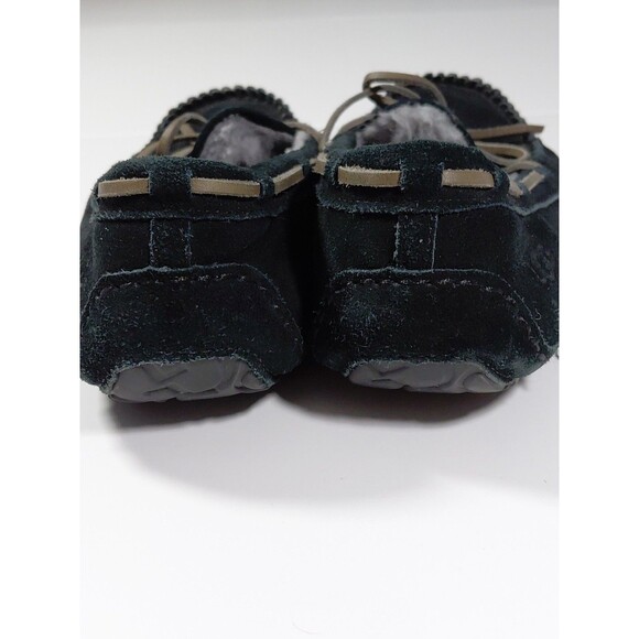 UGG Women's Slipper Moccasin Style Black Suede Sz 8 Indoor Outdoor Rubber Soles - Picture 9 of 13